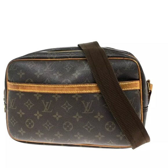 LOUIS VUITTON Reporter PM Crossbody Shoulder Bag Monogram Leather Brown France M